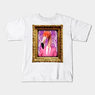 Flamingo Man in Vintage Frame Kids T-Shirt